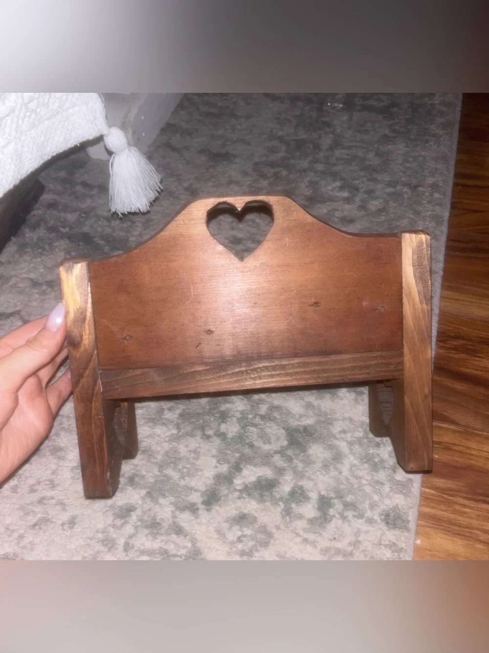 Vintage Wooden Heart Bench Shelf